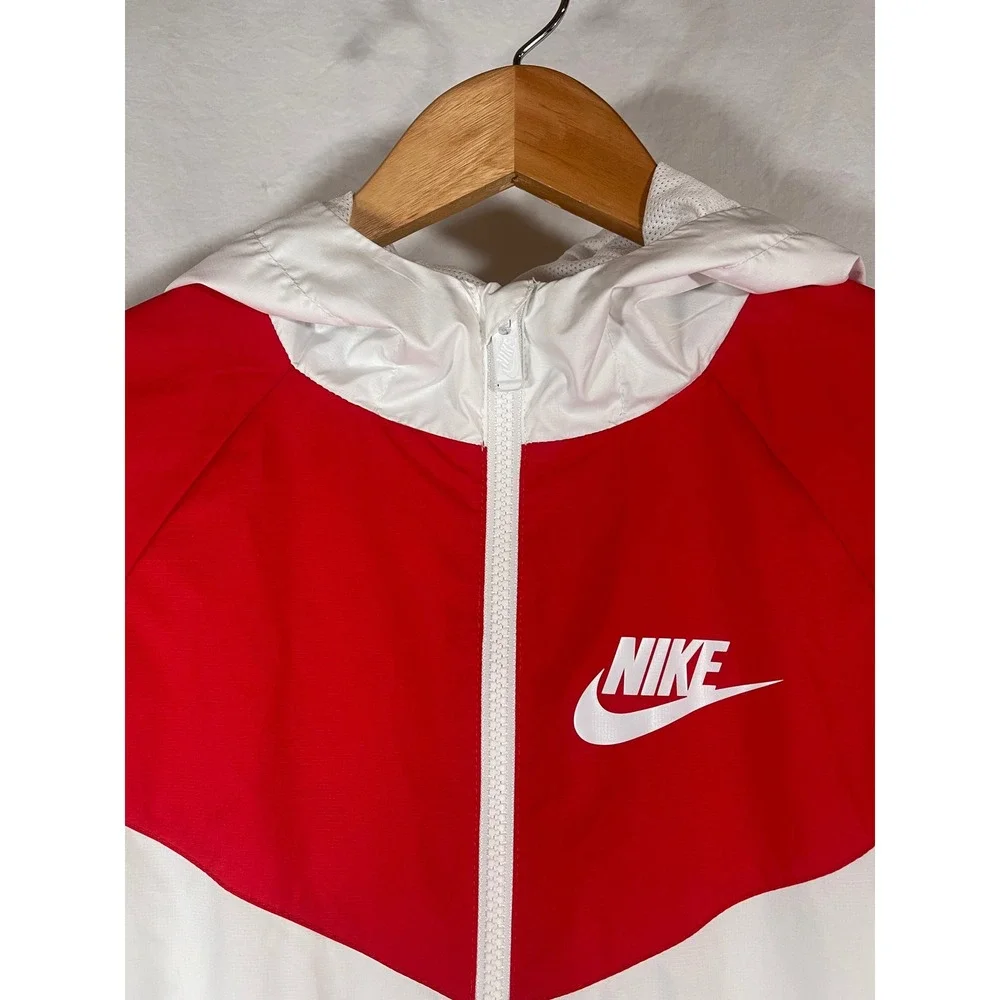 Nike Sportswear Windrunner Hooded Jacket Red White Blue Kids Large